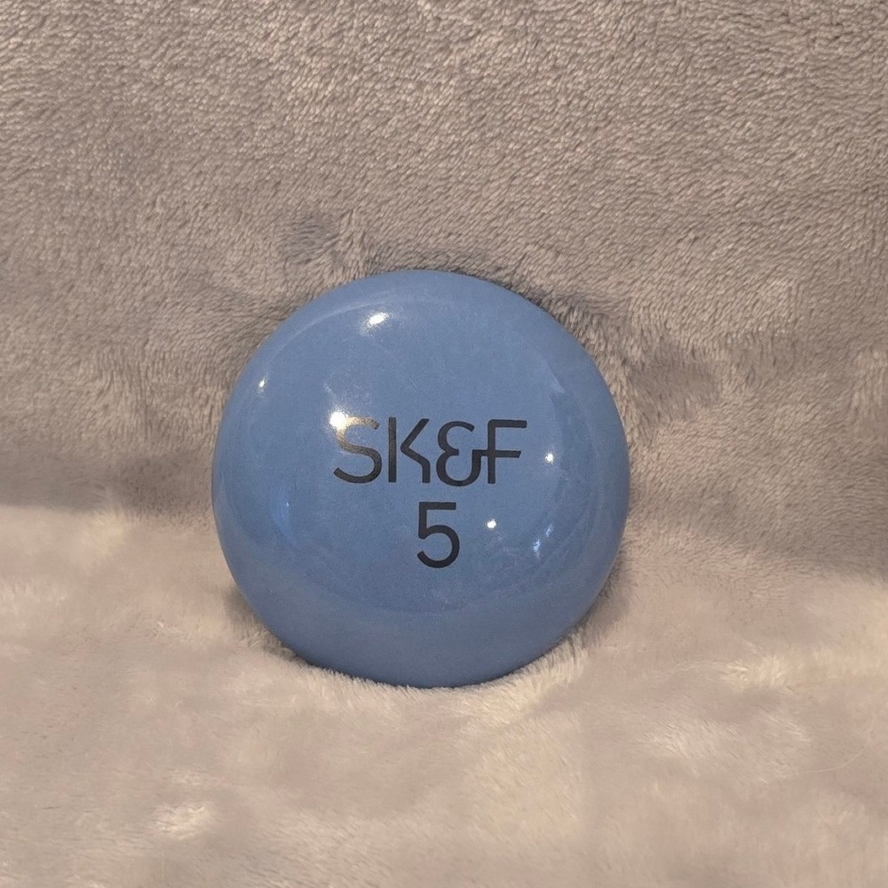 Vintage SK&Fโ 5 Blue Ceramic Dome Paperweight Smith Kline French Desk Accessory